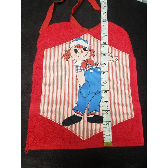 Raggedy Ann & Andy Red Baby Bib | Ties in the Back | Towel Terry Cloth Material - Picture 3 of 5